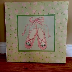 Pink & Green ballet slipper canvas picture